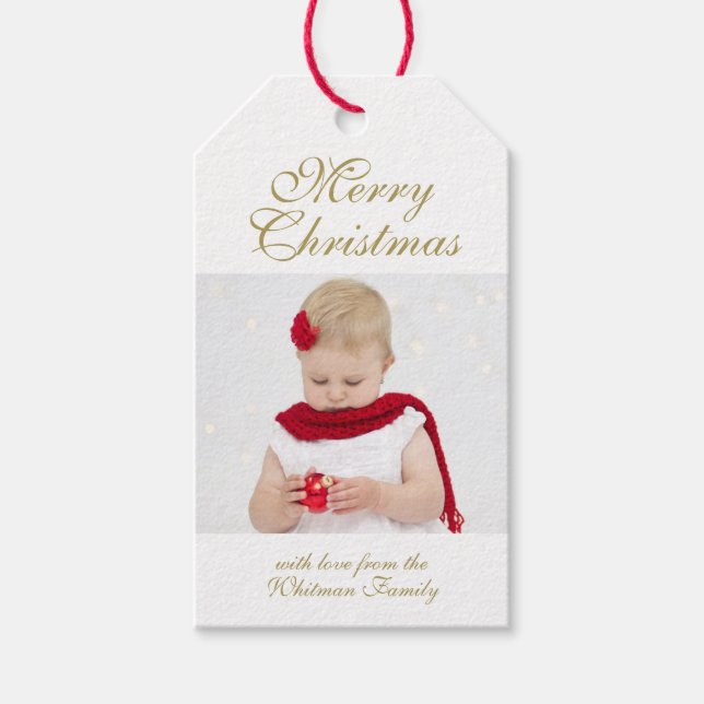Étiquettes-cadeau Joyeux Noël photo blanche (Devant)