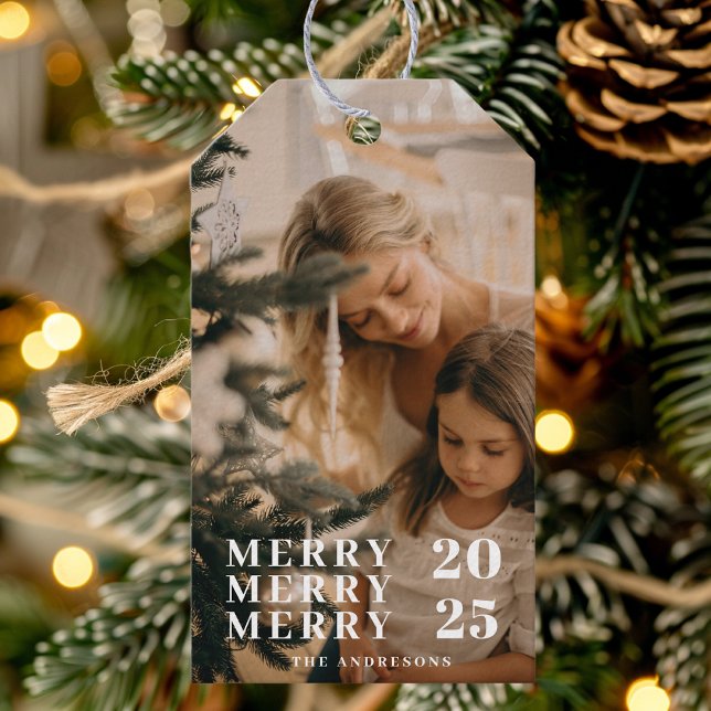 Étiquettes-cadeau Joyeux Noël photo personnalisée | Personnalisé (Créateur téléchargé)