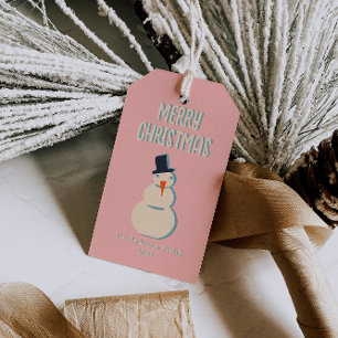 Étiquettes-cadeau Joyeux Noël rose vintage