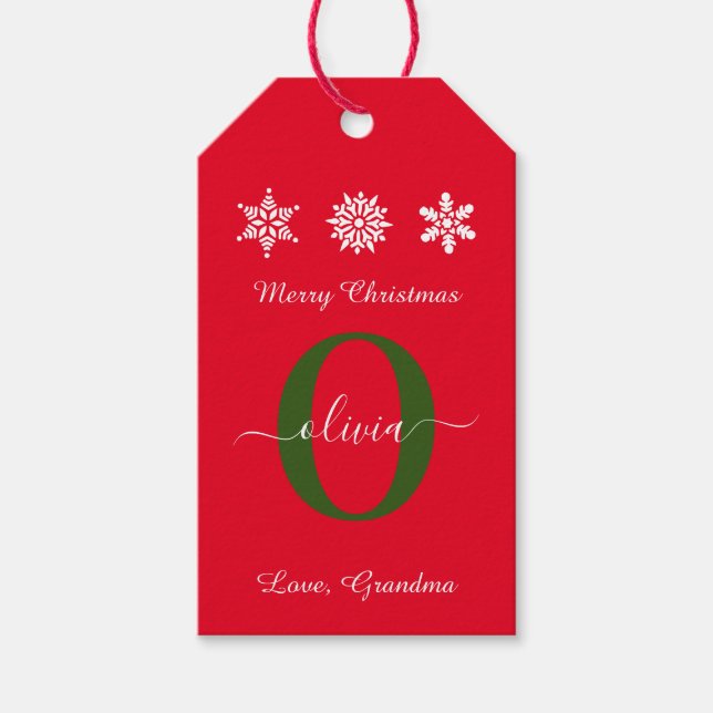 Étiquettes-cadeau Joyeux Noël Rouge blanc vert (Devant)