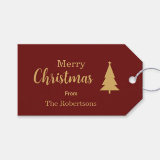Étiquettes-cadeau Joyeux Noël Rouge et Or personnalisé