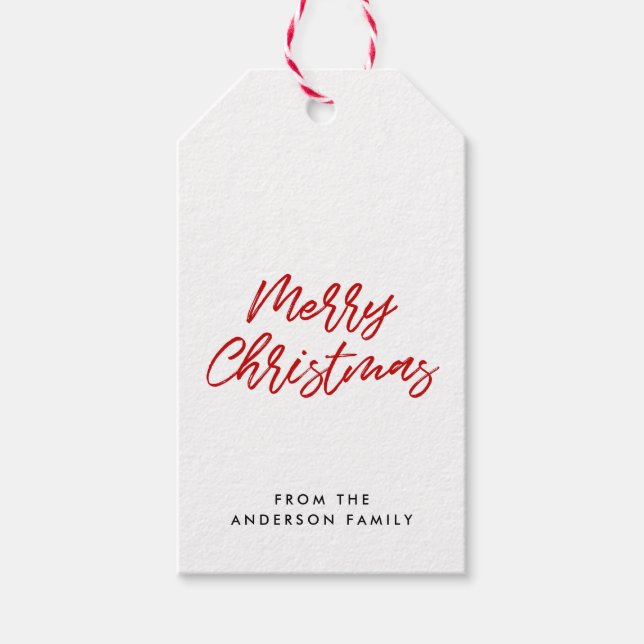 Étiquettes-cadeau Joyeux Noël rouge moderne (Devant)