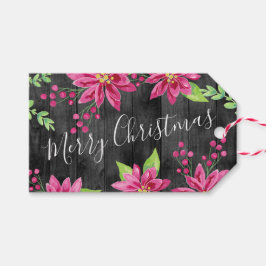 Étiquettes-cadeau Joyeux Noël Rustique Bois et Floral