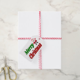 Étiquettes-cadeau Joyeux Noël Santa Claus rouge vert typographie
