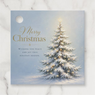 Étiquettes Cadeau Joyeux Noël Sapin enneigé