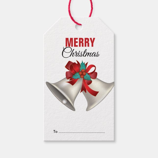 Étiquettes-cadeau Joyeux Noël Silver Bells Festive (Devant)
