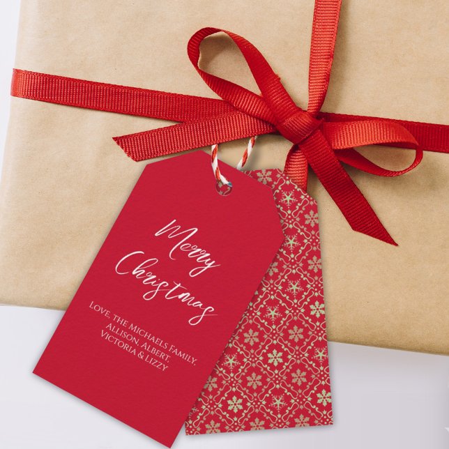 Étiquettes-cadeau Joyeux Noël Simple Minimaliste Script Flocon de ne (Créateur téléchargé)