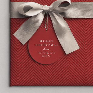 Étiquettes Cadeau Joyeux Noël simple rouge cadeau personnalisé
