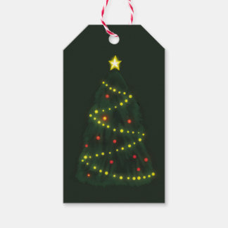 Étiquettes-cadeau Joyeux Noël sous un arbre de Noël brillant