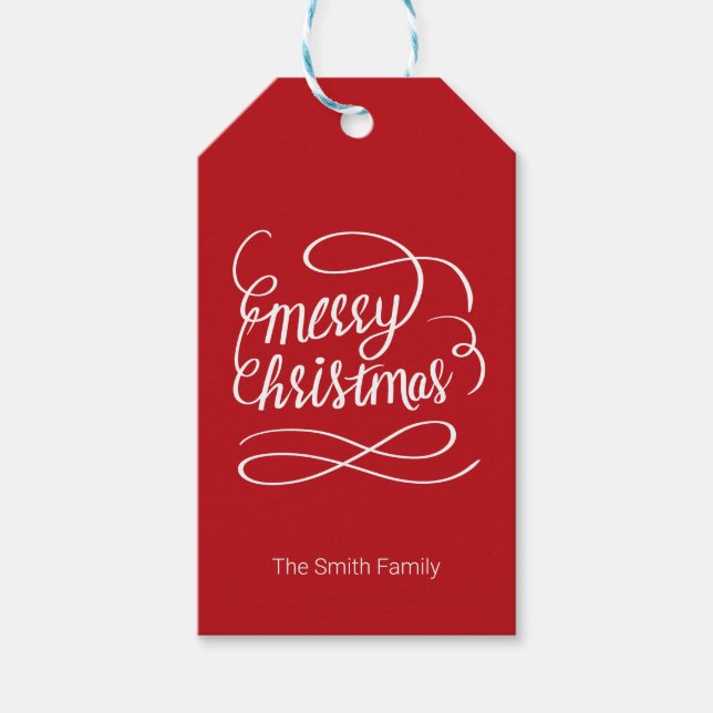 Étiquettes-cadeau Joyeux Noël Typographie à la main (Devant)