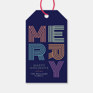 Étiquettes-cadeau Joyeux Noël Typographie Couleur Bold Photo
