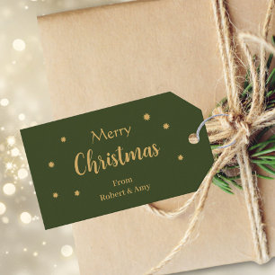 Étiquettes-cadeau Joyeux Noël vert et or personnalisé