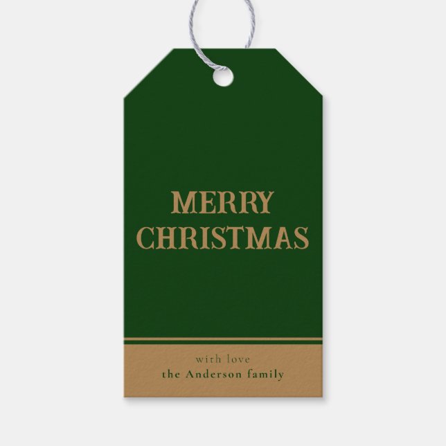 Étiquettes-cadeau Joyeux Noël Vert Simple (Devant)