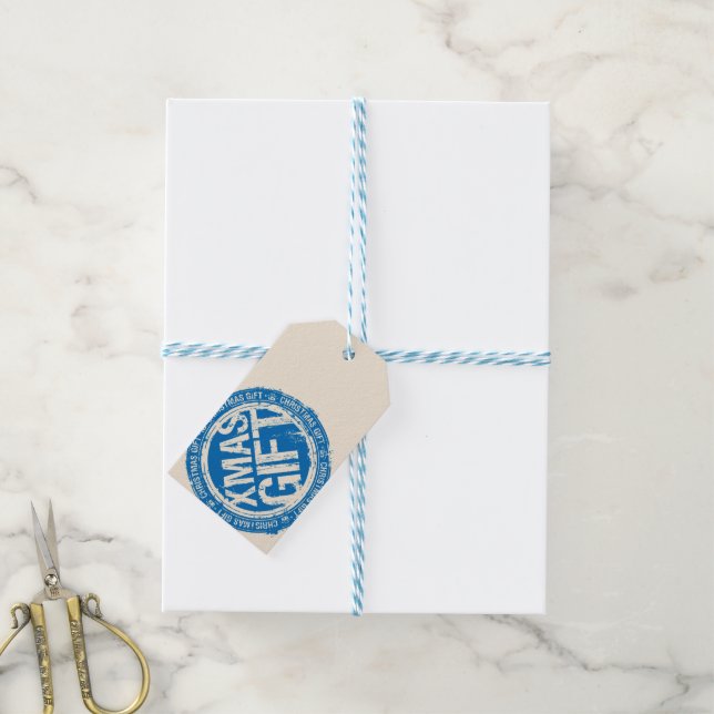 Étiquettes-cadeau Joyeux Noël XMAS Bleu & Crème à, de (With Twine)