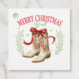 Étiquettes Cadeau Joyeux Noël Y'all Cowboy Bottes