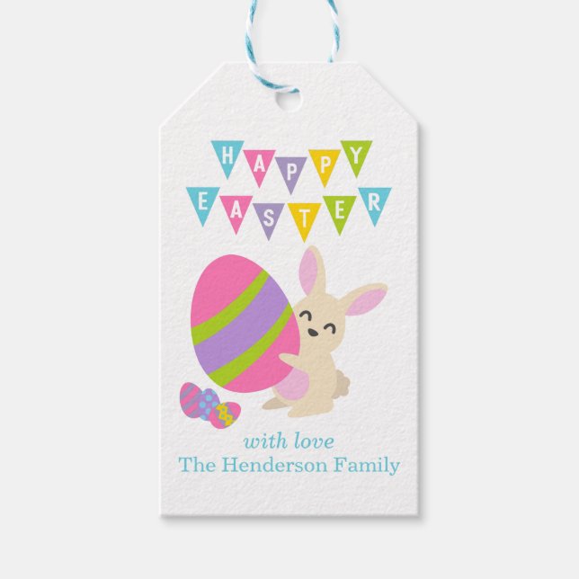 Étiquettes-cadeau Joyeux oeuf lapin de Pâques (Devant)