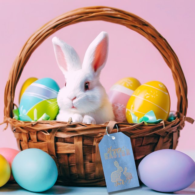 Étiquettes-cadeau Joyeux Pâques - lapins piqués (Créateur téléchargé)