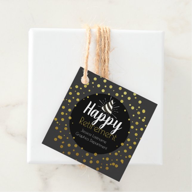Étiquettes Cadeau Joyeux Parti de retraite Confetti (En situation)