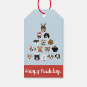 Étiquettes-cadeau Joyeux Pawlidays Chien arbre de Noël