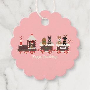 Étiquettes Cadeau Joyeux Pawlidays Chien Noël Train de vacances