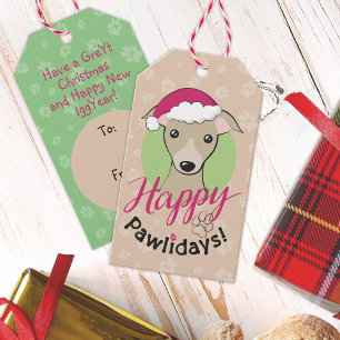 Étiquettes-cadeau Joyeux pawlidays Christmas Cartoon faux chien iggy