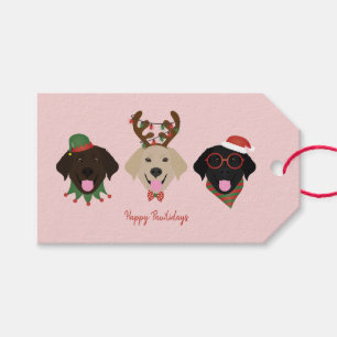 Étiquettes-cadeau Joyeux Pawlidays Labrador Retriever Dogs