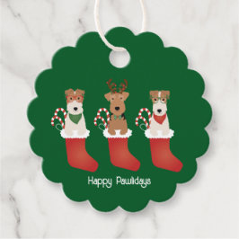 Étiquettes Cadeau Joyeux Pawlidays Welsh Wire Fox Terrier Chiens