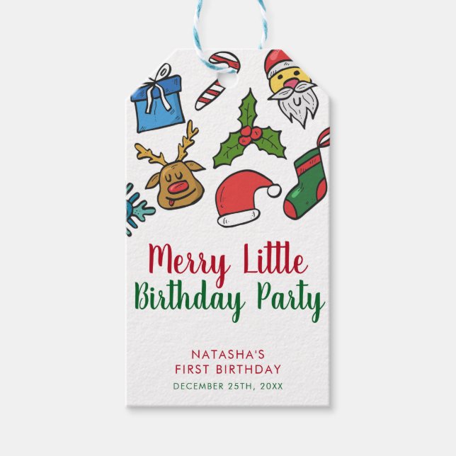 Étiquettes-cadeau Joyeux petit Noël Anniversaire Personnalisé (Devant)