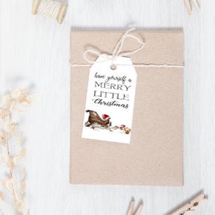 Étiquettes-cadeau Joyeux petit Noël Sleigh Santa Hat Noël
