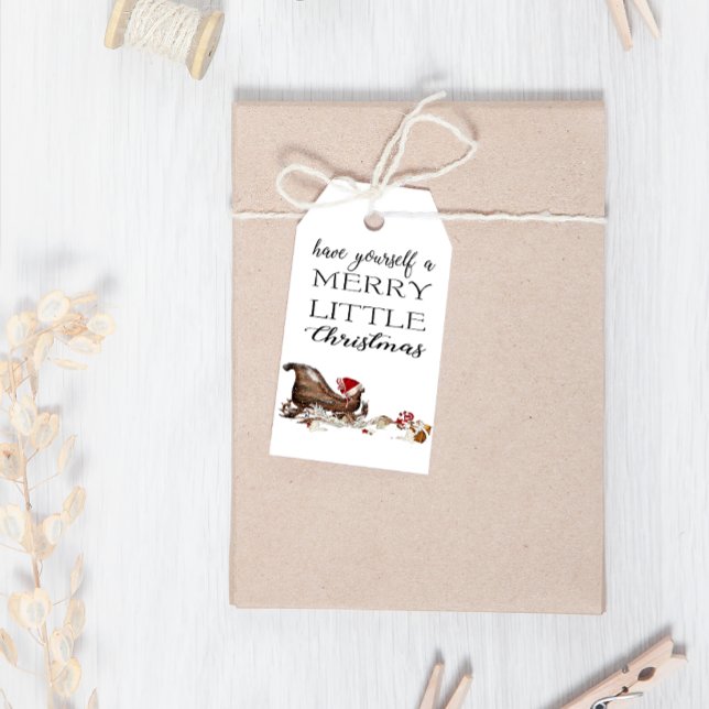 Étiquettes-cadeau Joyeux petit Noël Sleigh Santa Hat Noël (Créateur téléchargé)