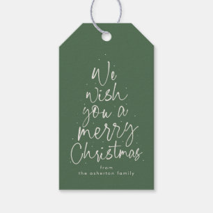 Étiquettes-cadeau Joyeux pied-de-chaussée vert de Noël personnalisé