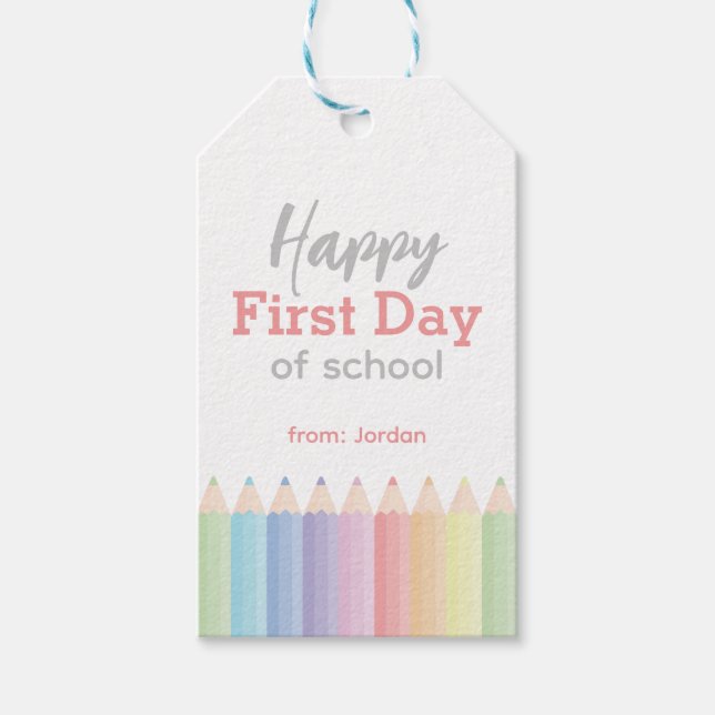 Étiquettes-cadeau Joyeux premier jour d'école (Devant)