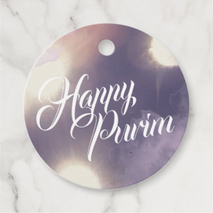 Étiquettes Cadeau Joyeux purim en étincelle et pourpre