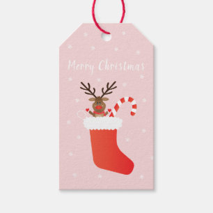 Étiquettes-cadeau Joyeux Renouveau De Noël Dans Un Blanc Rouge Remp