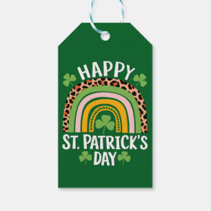 Étiquettes-cadeau Joyeux Saint Patrick's Day Shamrock arc-en-ciel