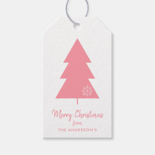 Étiquettes-cadeau Joyeux sapin de Noël rose