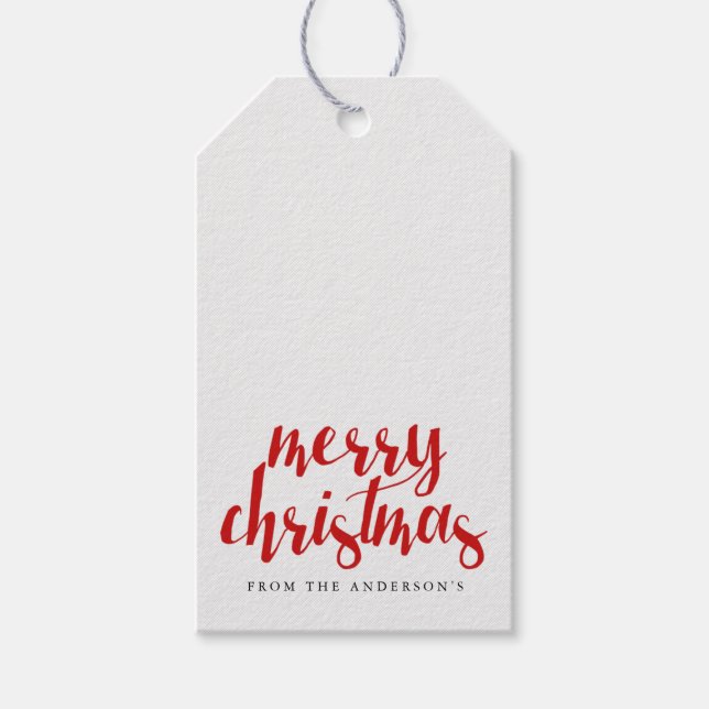 Étiquettes-cadeau Joyeux script de Noël | JOURS FÉRIÉS (Devant)