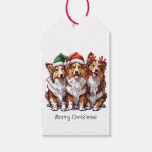 Étiquettes-cadeau Joyeux Sheepdogs de Noël Shetland