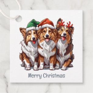 Étiquettes Cadeau Joyeux Sheepdogs de Noël Shetland