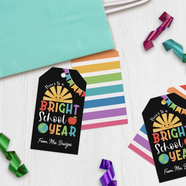 Étiquettes-cadeau Joyeux soleil Une année scolaire brillante de prof (Créateur téléchargé)