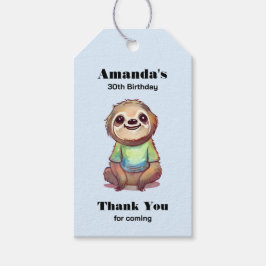 Étiquettes-cadeau Joyeux sourire Sloth assis détente Anniversaire