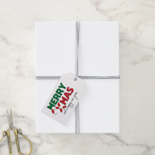 Étiquettes-cadeau Joyeux sucre de canne de Noël rouge vert