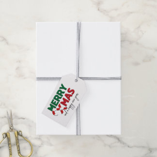 Étiquettes-cadeau Joyeux sucre de canne de Noël rouge vert