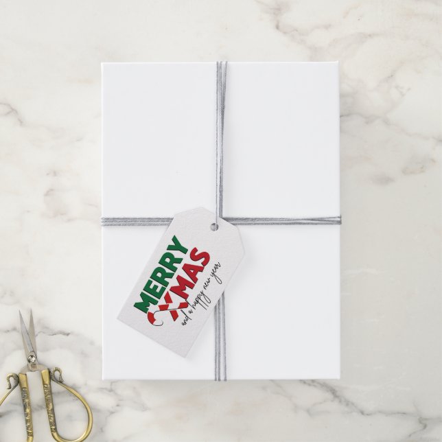 Étiquettes-cadeau Joyeux sucre de canne de Noël rouge vert (Avec de la ficelle)