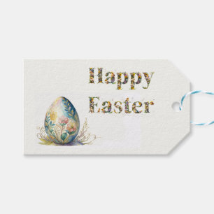 Étiquettes-cadeau Joyeux texte décoratif de Pâques Oeuf de Pâques