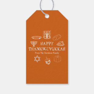 Étiquettes-cadeau Joyeux Thanksgivukkah Thanksgiving Hanukkah faveur