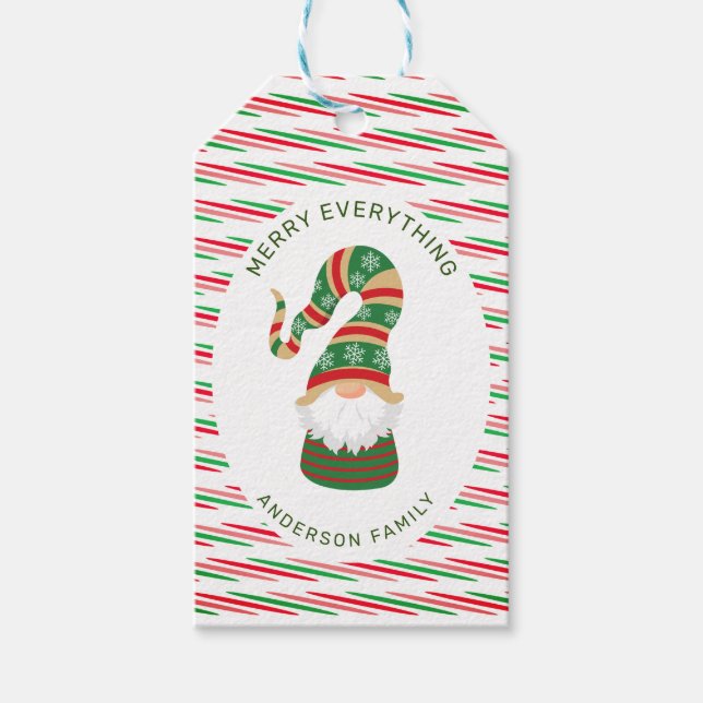 Étiquettes-cadeau Joyeux tout gnome vacances en famille (Devant)