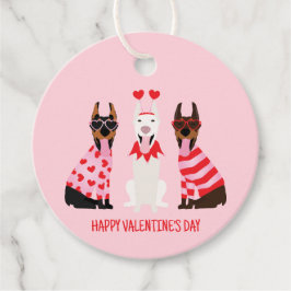 Étiquettes Cadeau Joyeux Valentines Day Chiens Dobermann