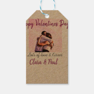Étiquettes-cadeau Joyeux Valentines jour moderne baisers amour ajout