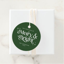 Étiquettes Cadeau Joyeux vert minimaliste et Noël brillant